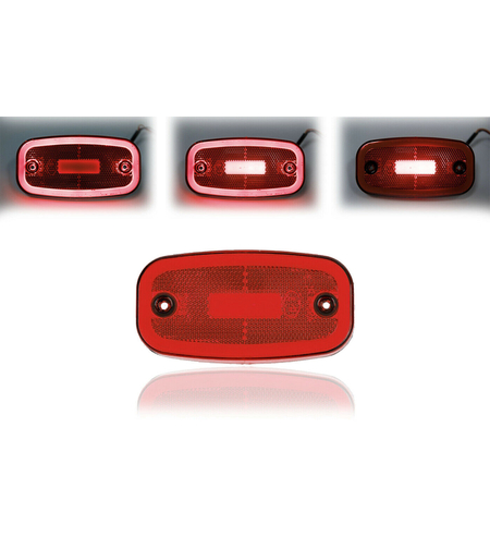LED Червен Светодиоден Габарит Маткер Токос Неон Ефект, 122mm x 63mm , с Три Функции 12V-24V