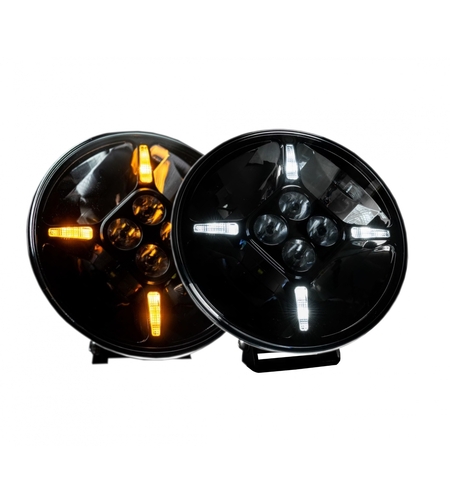 1 брой LED Диоден Халоген Фар с DRL бяло-жълт Ø 218 мм 12V-24V 120W Dark knight За Джип Камион Трактор Багер Земеделски Машини и др.