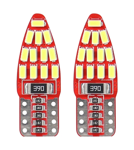 Комплект от 2бр. LED Лед Диодни Крушки За Габарит Т10 W5W Canbus 3014 24SMD 12V Бяла Светлина
