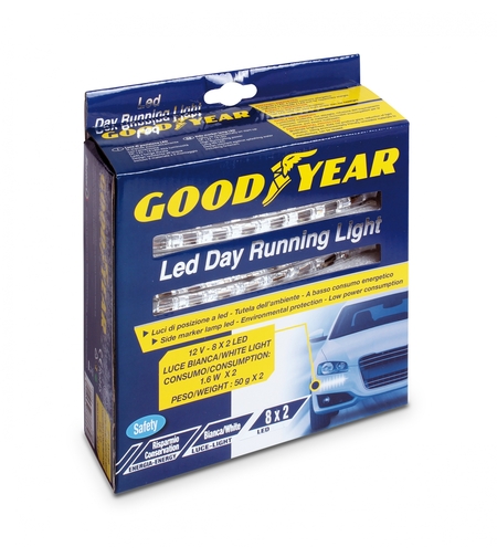 Комплект предни мощни 8 Led лед диодни дневни светлини халогени бели 12V Goodyear Гудиър