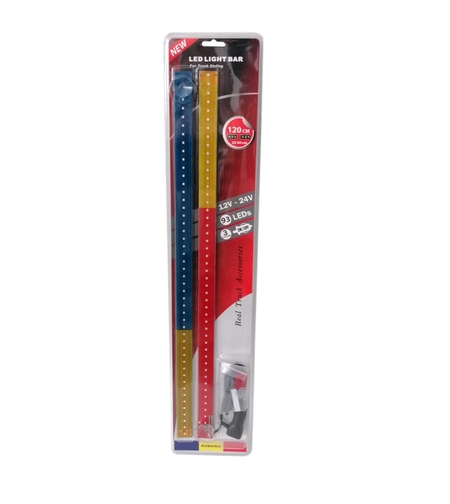 Светещ лед бар 120 cm (2 х 60 cm) 93 LED 12V - 24V синьо-жълто-червено RO Romania флаг знаме Румъния