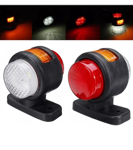 Комплект от 2 броя LED ЛЕД светодиодни габарити токоси рогче рогчета 12V-24V с три светлини бяла-жълта-червена