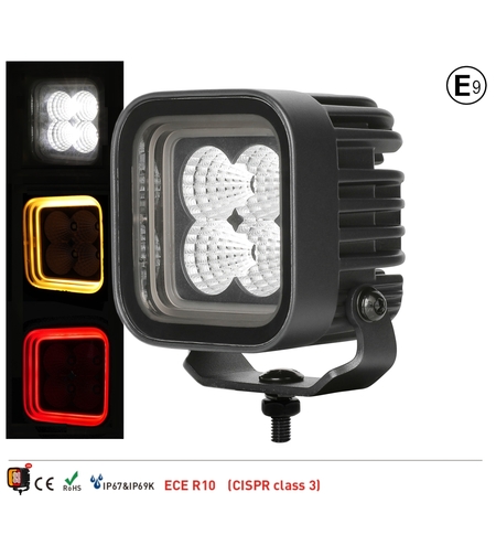 30W LED Халоген Бял, Разпръсната светлина с жълта и червена DRL светлина 12V-24V