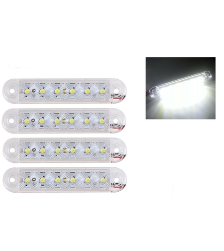 1 брой ЛЕД LED Бял Диоден Маркер Габарит Токос със 6 светодиода за камион ремарке бус ван каравана платформа 12V-24V