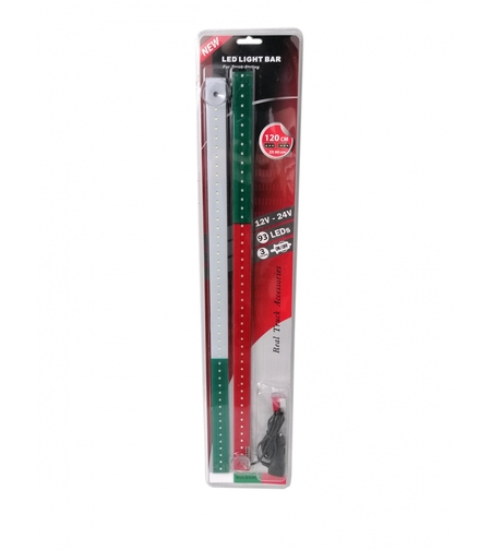 Светещ лед бар 120 cm (2 х 60 cm) 93 LED 12V - 24V бяло-зелено-червено BG Bulgaria флаг знаме България