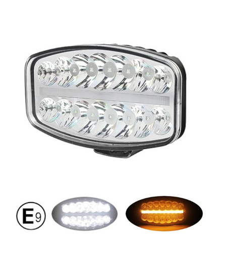 80W LED Лед Фар Халоген С Три Функции Неон ефект Бяло-Жълто/Оранжево Neon 24,5см x 13,9см 4100lm 12V - 24V E-Mark Подходящ За DAF MAN Scania Volvo Iveco и др.