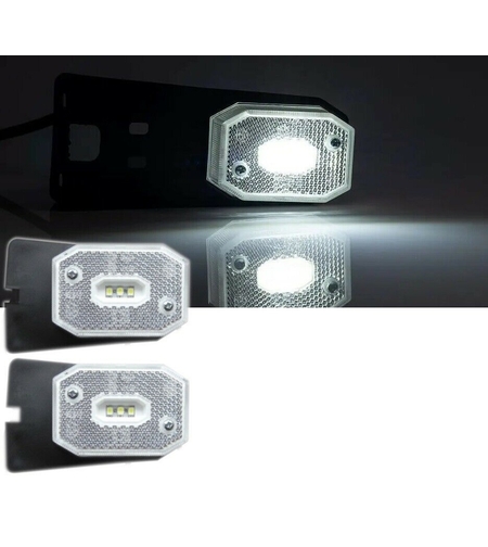 2 Броя LED Лед Габарит със Стойка, Рефлектор, Бяла Светлина, Маркер, Токос, 12V - 24V, E-Mark E9, За Каравана, Кемпер и др.
