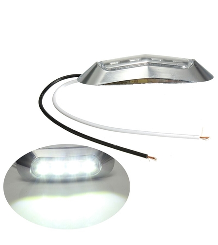 Бял LED Габарит, Маркер, 4 диода, Хромирана рамка - 24V