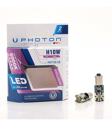 Комплект от 2 броя LED ЛЕД Крушки 24 SMD BA9S (H10W) 12V Бяла Светлина Бели 6000К Canbus без грешки EXCLUSIVE Photon