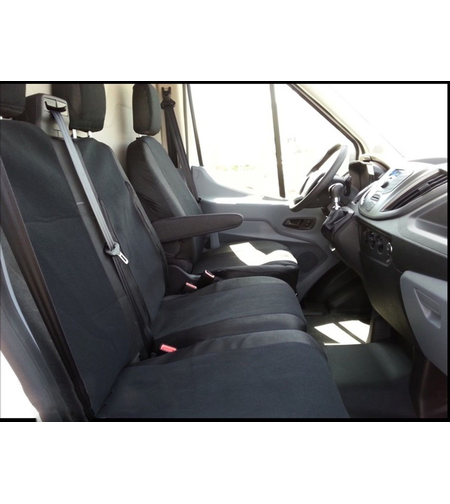 2+1 комплект калъфи / тапицерия - специално ушити за Ford Transit 2013+ - пасват перфектно - с отвор за барчето на двойната седалка - черно