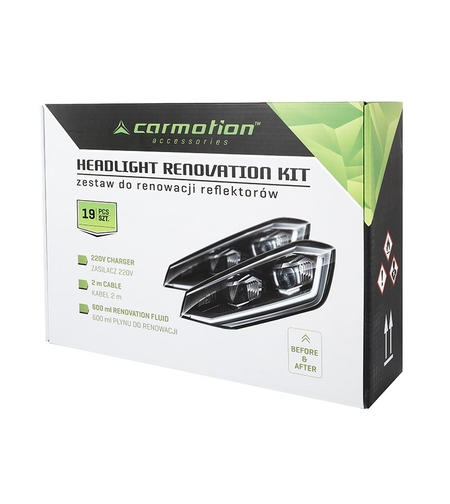 Комплект за възстановяване на фарове от течен полимер 600 ml, 19 части - Carmotion
