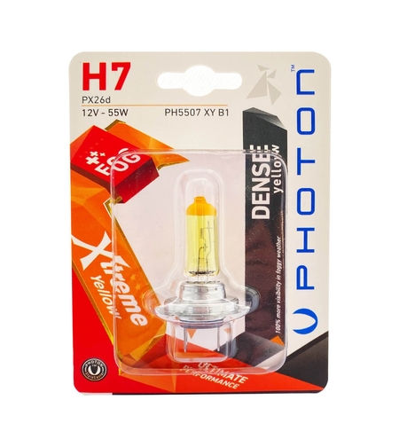 1 брой халогенна крушка H7 Х7 12V 55W PX26D жълта светлина в блистер Xtreme Photon