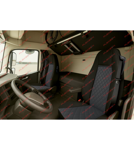 Комплект 1+1 тапицерия от еко кожа за VOLVO FH EURO 6 2016-2020 - черно