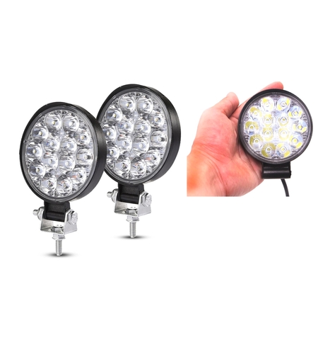 Комплект от 2бр. 42W Мини Лед LED Диоден Фар Халоген Дневни Светлини 12V - 24V за автомобил офроуд бус ван камион
