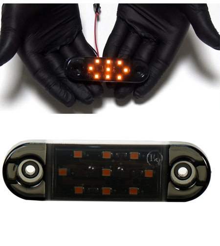 Опушен LED габарит маркер с 9 диода, Оранжев, 12V-24V, 20см кабел