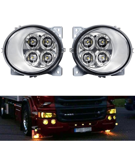 Ляв + Десен ЛЕД LED Диоден фар халоген За Scania P G R T след 2004 жълта светлина