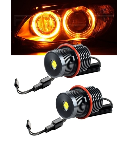 Комплект LED Angel Eyes крушки за BMW – CANBUS, жълта / оранжева светлина, Plug & Play