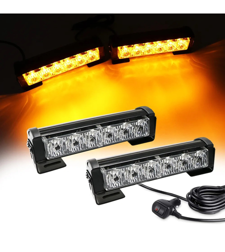 Комплект 2 Броя по 17 cm Сигнална Аварийна Блиц Маяк Led Бар Лампа За Пътна Помощ Платформа 12V-24V 14 режима