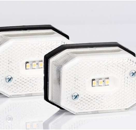 2 Броя LED Лед Габарит с Рефлектор, Бяла Светлина, Маркер, Токос, 12V - 24V, E-Mark E9, За Каравана, Кемпер и др.