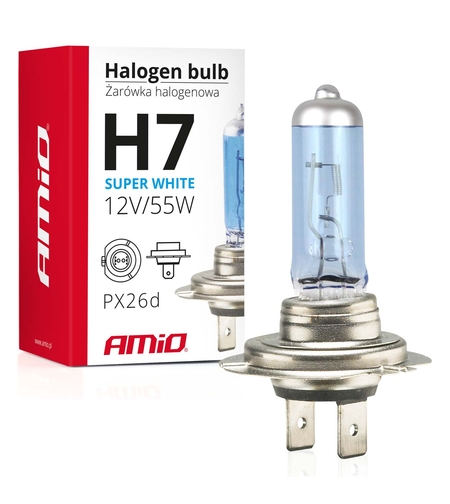1 брой халогенна крушка H7 12V 55W с UV филтър Super White E4