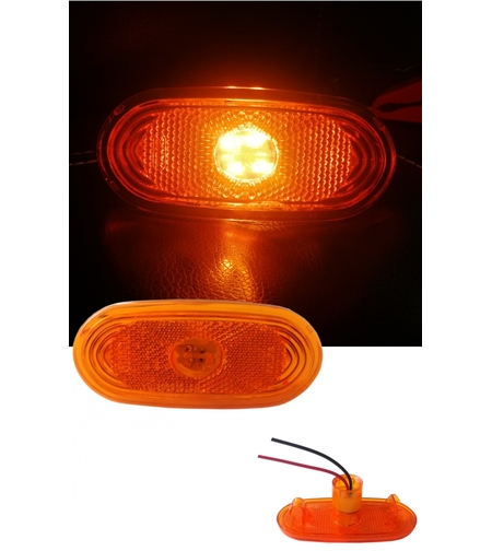 LED ЛЕД светодиоден габарит маркер токос жълт оранжев с 4 диода 12V за Мерцедес Спринтер Фолксваген Крафтер MERCEDES SPRINTER VW CRAFTER