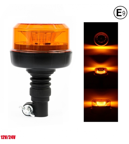 LED Лед Диодна Аварийна Сигнална Лампа Маяк Буркан 12/24V , Блиц, Slim, E-Mark, 12 SMD