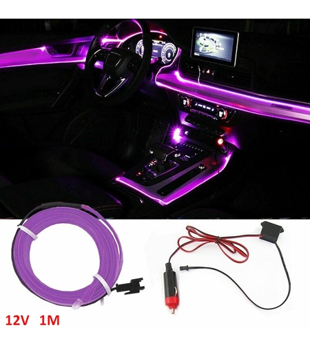 LED ЛЕД Диодна интериорна светеща лента за табло лилава светлина 12V 1м амбиентно осветление