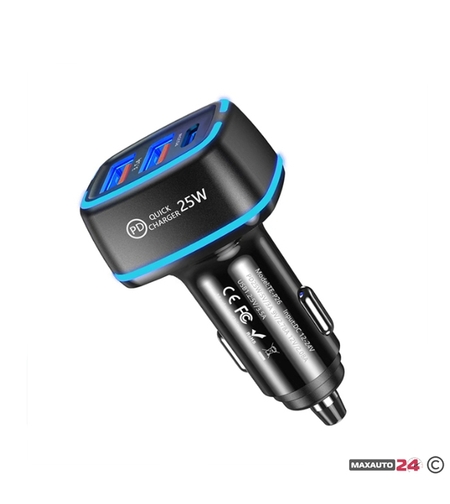 Адаптер за запалка с 3 порта - 25W