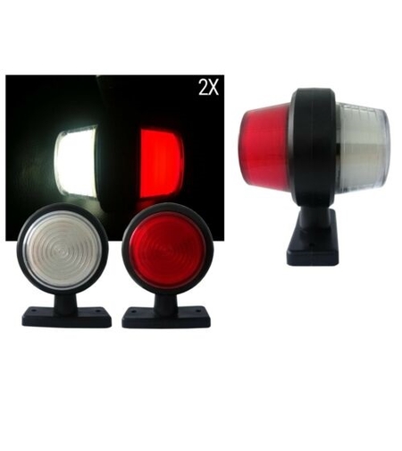 Комплект от 2 броя 12-24V висококачествени ЛЕД LED Диодни Странични Маркери, Рогчета, Светлини За Камион, Ремарке, Каравана, Кемпер АТВ и др., Неон Neon Ефект бяло-червено