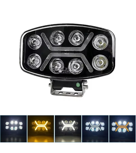 LED мощен диоден фар халоген лампа 12V-24V 90W бяло-жълто за АТВ джип камион трактор земеделски и селскостопански машини и др.