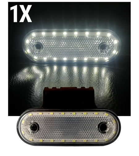 LED Диоден Габарит, Маркер, Токос Със Стойка, Бял, 20 Диода, 12V - 24V За Камион, Бус, Ван, Ремарке, Каравана, Платформа
