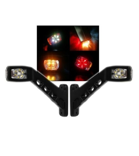 Комплект 2 броя ЛЕД LED странични гумени рогчета / маркери, габаритни светлини за камиони, тир, ремарке, каравана - 12V / 24V - бяло, oранжево, червено