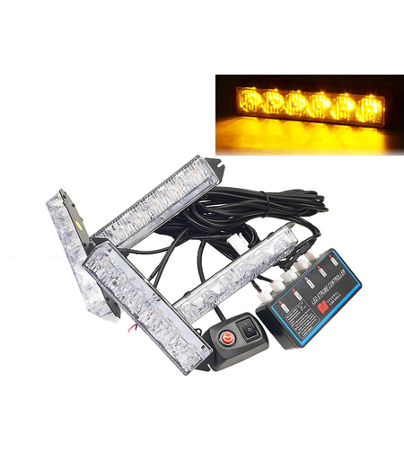 Комплект 4 Броя С Контролер 6 LED Лед Диодна Сигнална Аварийна Блиц Мигаща Светлина Пътна Помощ Платформа 12V