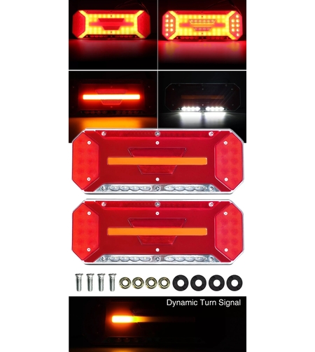 Комплект Диодни Лед LED Стопове 5 функции с Динамичен Бягащ Мигач 12 - 24V 346mm x 130mm
