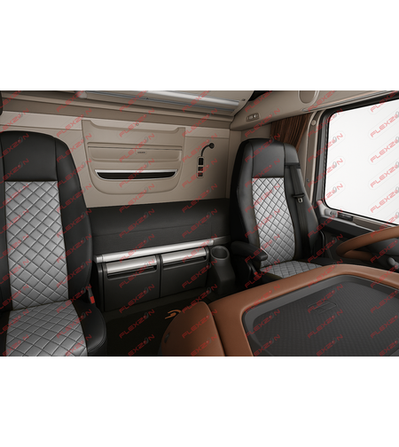 Комплект 1+1 тапицерия от еко кожа за DAF XF 106 2015-2021 - сиво-черно