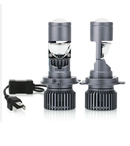 Комплект от 2 броя LED ЛЕД диодни крушки с лупа H4 Х4 12V - 24V 80W 12000LM за фарове Canbus без грешки 6000К-6500К къси/дълги