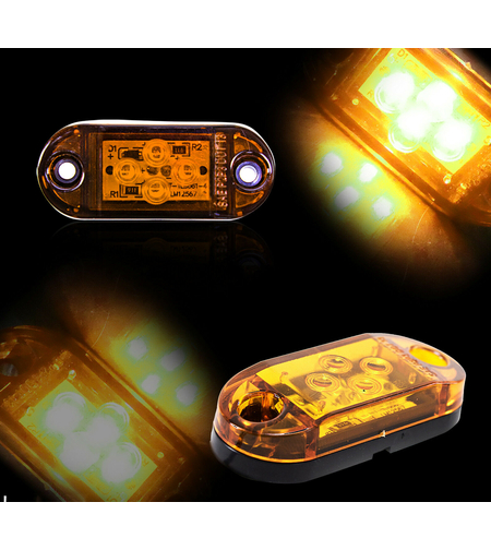 Жълт LED Габарит, Маркер, 4 SMD Диода - 12V