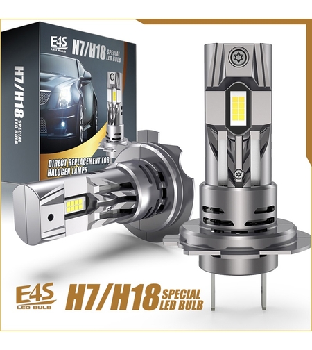 Комплект от 2 броя Умалени Мини Лед Led Диодни Крушки E4S H7 H18 Х7 Х18 12V 50W 15000lm за Автомобил Мотоциклет Трактор Камион Бус и др.