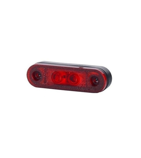 LED Светодиоден Габарит, Маркер, Токос, Червен, Овален, Е-Mark, 3 LED, 12V-24V, 8 см