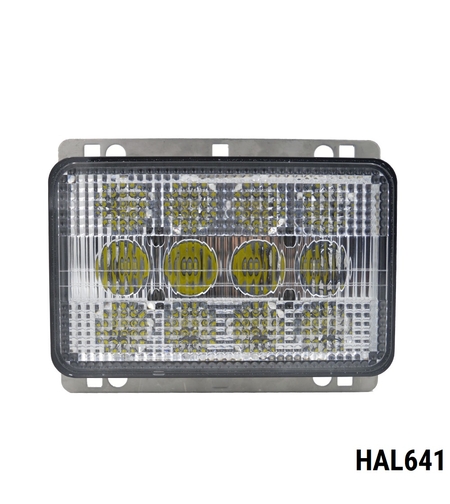 ЛЕД Диоден Халоген LED Фар - 5100lm 16.5cm 60W PRO - Късa/Дълга Светлина - John Deere с метални планки за захващане