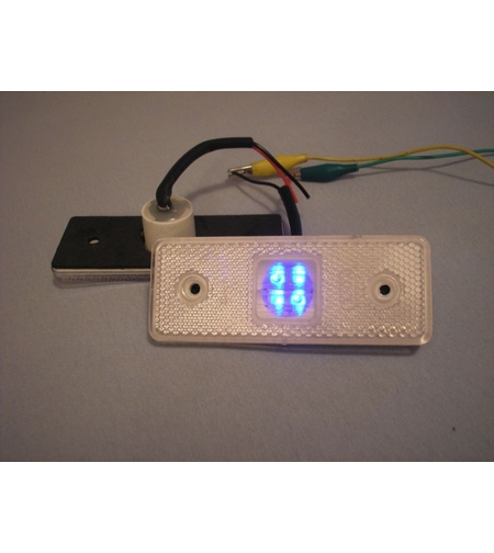 12V Диоден 4 LED ЛЕД Маркер габарит токос светлина за камиони бус ван ремарке каравана - 110 мм х 40 мм - бял със синя светлина