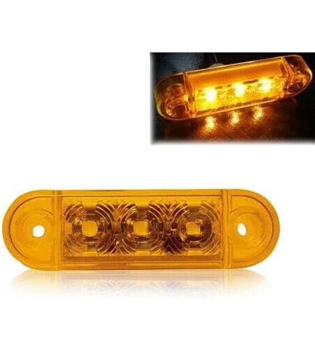 12V 24V 3 LED ЛЕД Светодиоден страничен габарит маркер токос оранжев за бус платформа камион ремарке автобус и др. 65mm х 10mm E-Mark E9