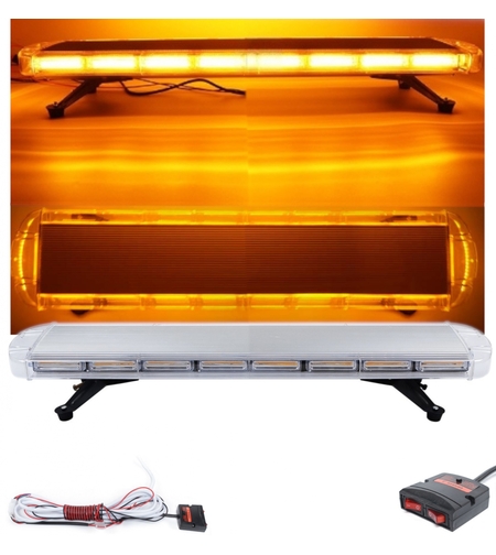 Мощна аварийна сигнална лампа 98 см LED ЛЕД блиц маяк буркан лед бар 12-24V със 16 режима на работа жълта за пътна помощ платформа снегорин багер бус ван и др.
