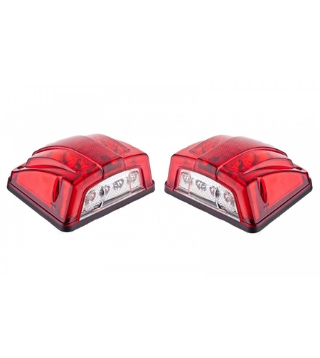 Комплект от 2 броя LED ЛЕД Плафон за регистрационен номер червен 12-24V за камион, ремарке, каравана, бус, трактор и др