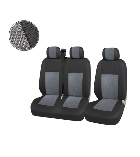 2+1 Лукс Калъфи В Сиво За Седалки за Mercedes Sprinter Vito Vw Crafter T5 Ford Transit Peugeot Iveco Премиум Плат