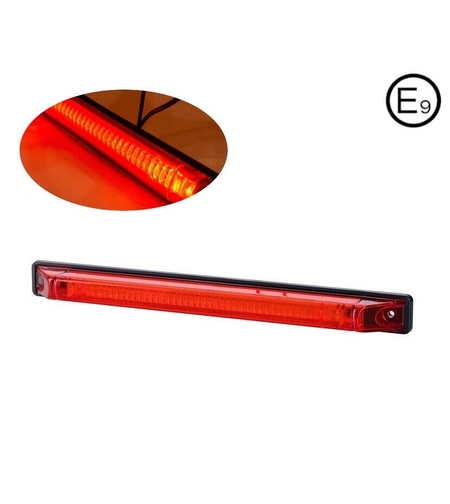 LED Лед Диоден Габарит Маркер Червен 25,5cm 12V - 24V E-Mark E9 от Полша