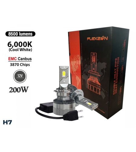 Комплект от 2 броя LED ЛЕД диодни крушки H7 Х7 12V 200W 17000lm за фарове Canbus без грешки 6000К