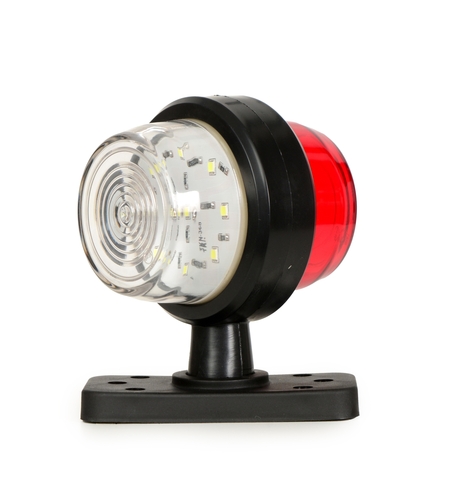 LED габарит маркер тип рогче 12V-24V, бяло-червено - за ремаркета, платформи, камиони и др.