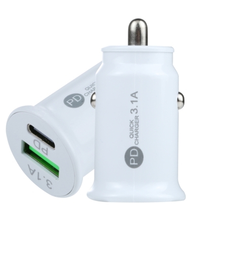 АДАПТЕР ЗА ЗАПАЛКА PG320 БЯЛ/ЧЕРЕН USB+TYPE C
