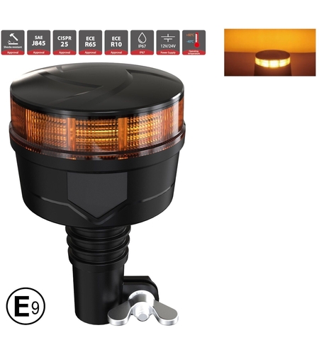 19W LED ЛЕД Аварийна Сигнална Лампа Маяк Буркан 30 Диода Оранжева Жълта 12V - 24V за монтаж на тръба
